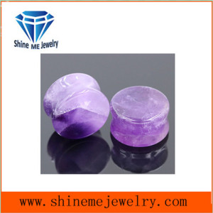 Jewelry Gemstone Amethyst Stone Double Flare Earplug Tunnel