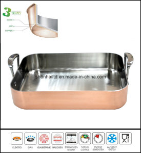 Cookware Bakeware Square BBQ Grill Roaster Pan Kitchenware 3 Ply Copper Clad